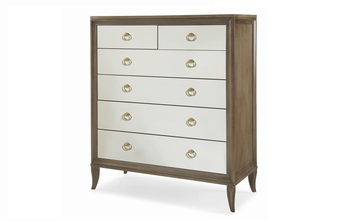 Century Furniture Tall Drawer Chest with Mirrored Drawer Fronts