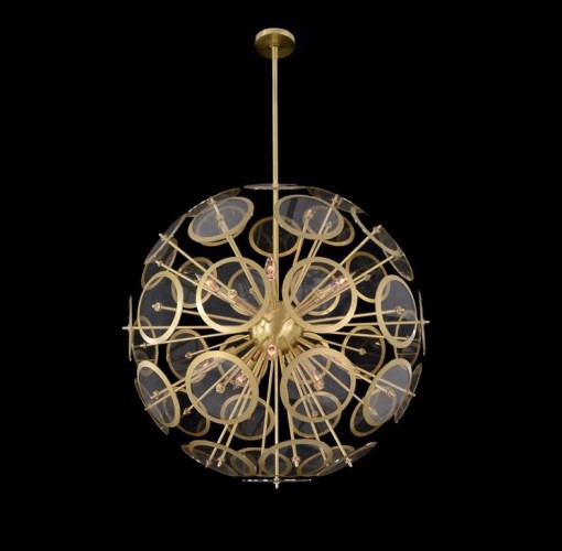 Genesis Acrylic Sphere Ten Light Pendant, John Richard Pendant, Brooklyn, New York, Furniture y ABD