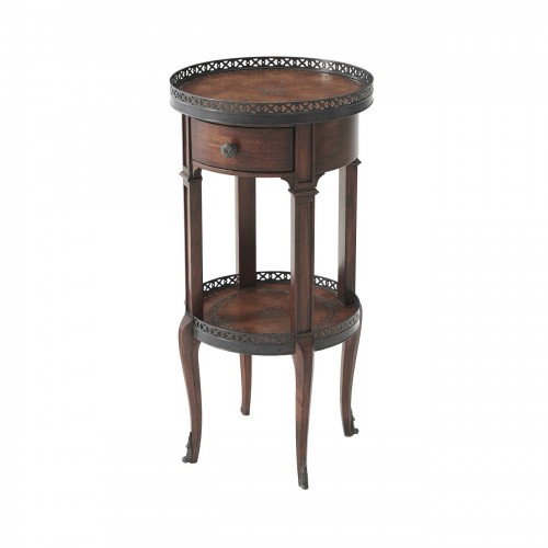 Walnut Circle Accent Table, Theodore Alexander Accent Table, Brooklyn, New York, Furniture by ABD