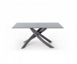 Fixed table with lacquered metal frame and top
