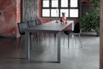 table with extensions and lacquered metal frame