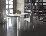 table with extensions and lacquered metal frame